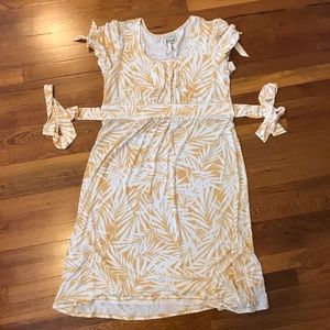 Merona yellow white leaf pattern dress. Size XL